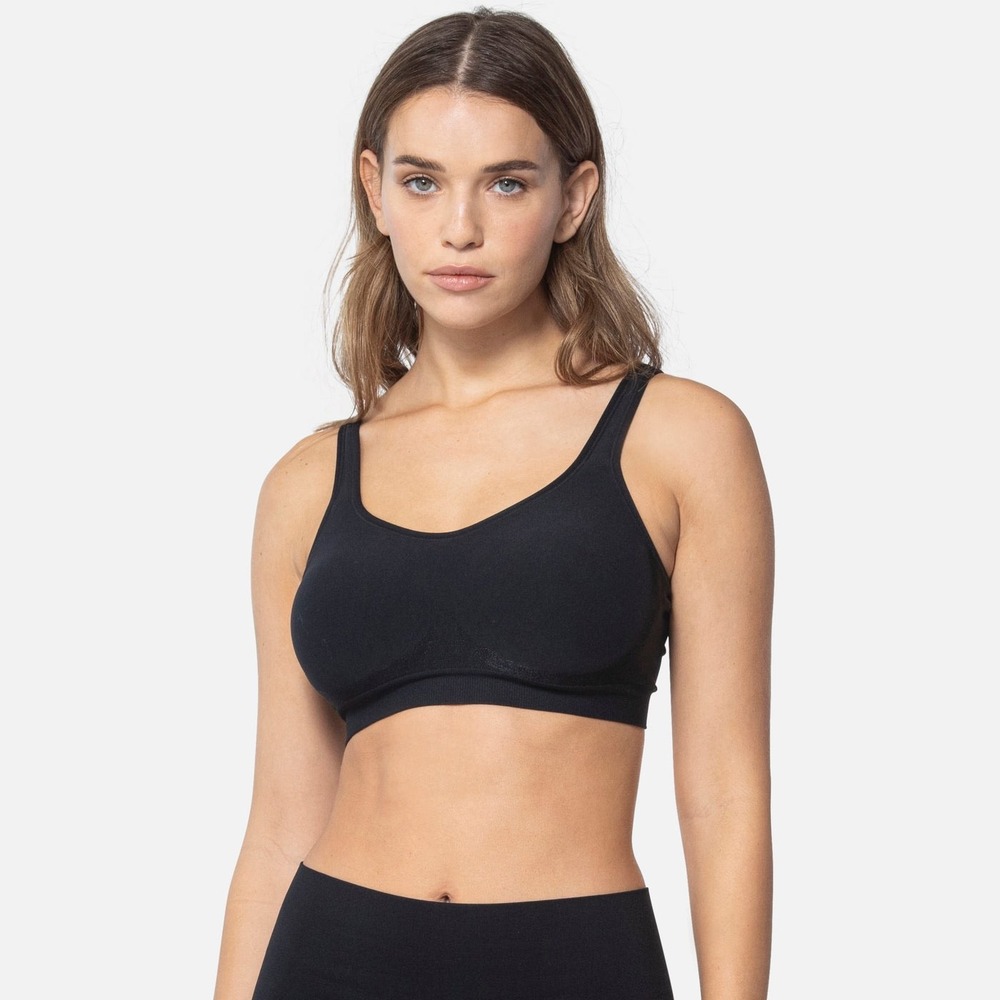 Underoutfit Style 454 Wireless Comfort Bra Black Adjustable Straps Size 2XL